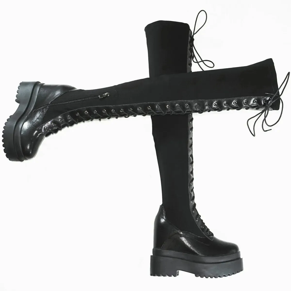 Funki Buys | Boots | Women's Leather Over Knee Wedge Boots