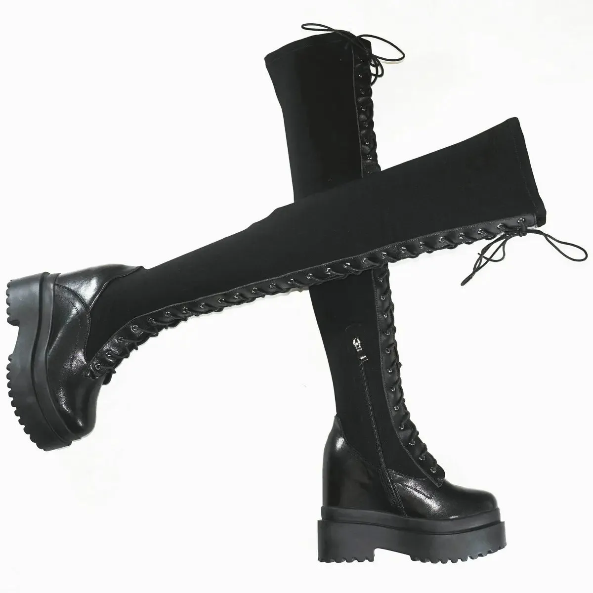 Funki Buys | Boots | Women's Leather Over Knee Wedge Boots