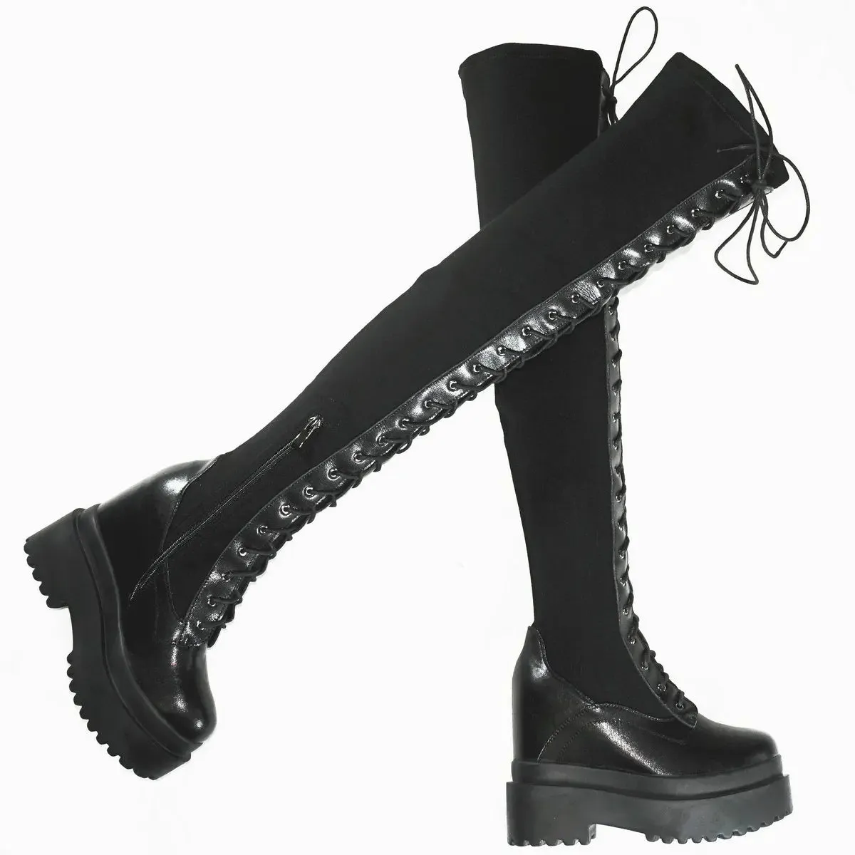 Funki Buys | Boots | Women's Leather Over Knee Wedge Boots