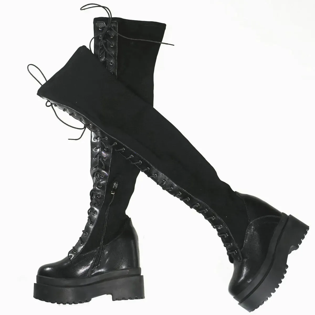 Funki Buys | Boots | Women's Leather Over Knee Wedge Boots