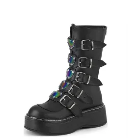 Funki Buys | Boots | Women's Mid-Calf Buckle Strap Wedge Boot