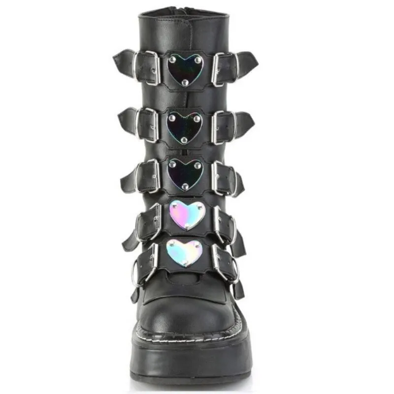 Funki Buys | Boots | Women's Mid-Calf Buckle Strap Wedge Boot