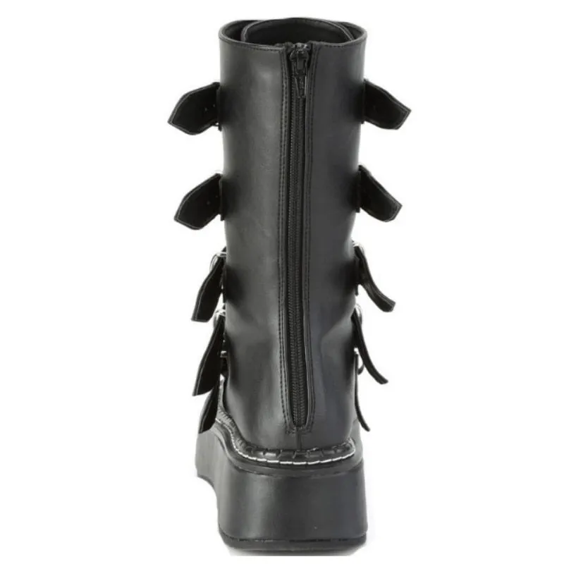 Funki Buys | Boots | Women's Mid-Calf Buckle Strap Wedge Boot