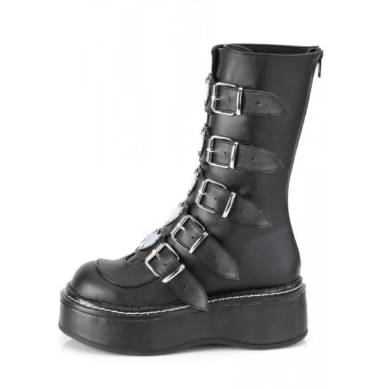 Funki Buys | Boots | Women's Mid-Calf Buckle Strap Wedge Boot