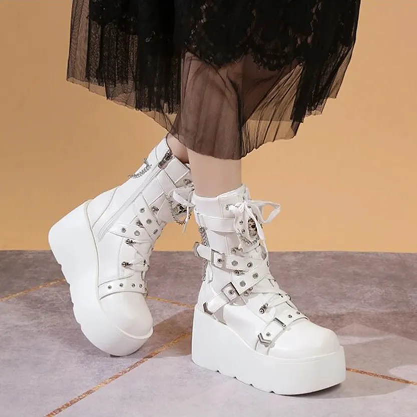 Funki Buys | Boots | Women's Multi Strap Gothic Platform Boots