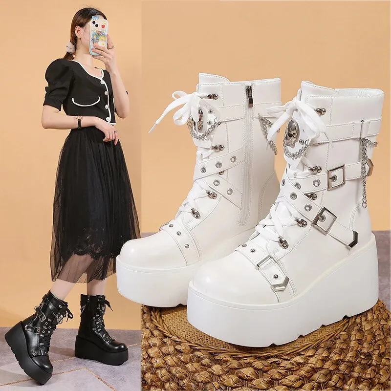 Funki Buys | Boots | Women's Multi Strap Gothic Platform Boots