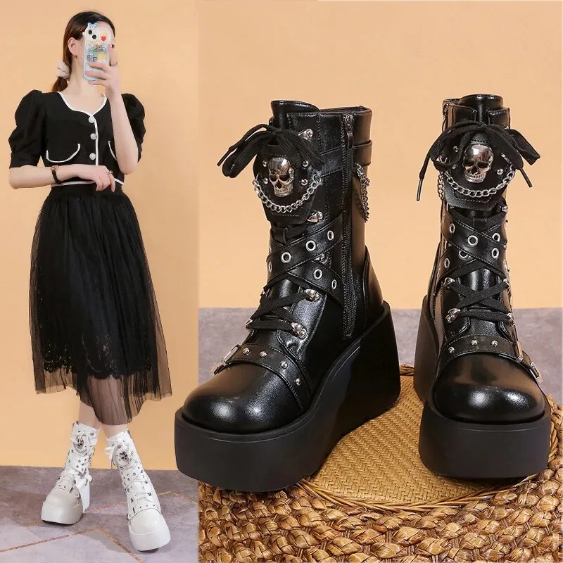 Funki Buys | Boots | Women's Multi Strap Gothic Platform Boots