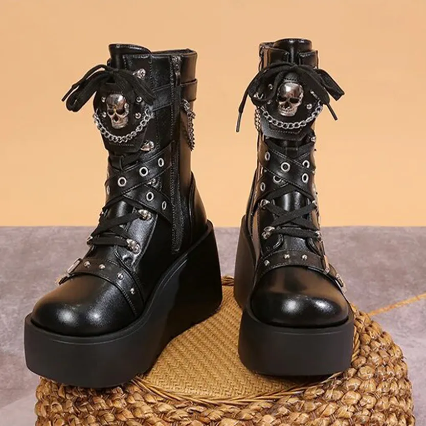 Funki Buys | Boots | Women's Multi Strap Gothic Platform Boots