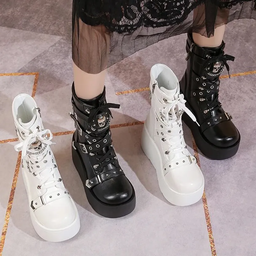 Funki Buys | Boots | Women's Multi Strap Gothic Platform Boots