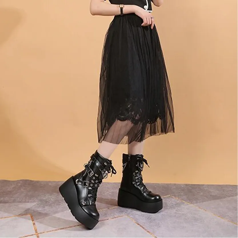 Funki Buys | Boots | Women's Multi Strap Gothic Platform Boots