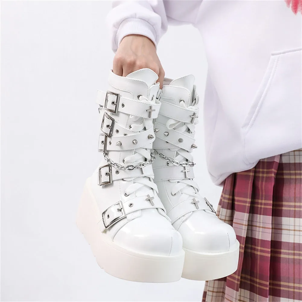 Funki Buys | Boots | Women's New Gothic Style Platform Boots