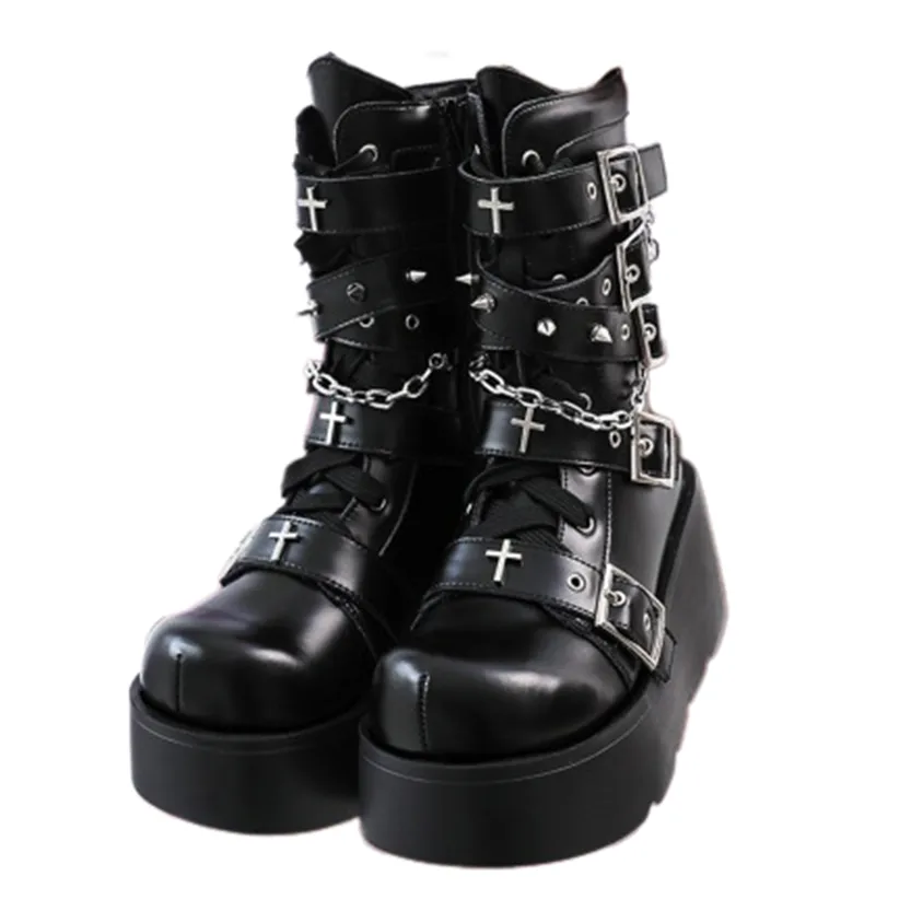 Funki Buys | Boots | Women's New Gothic Style Platform Boots