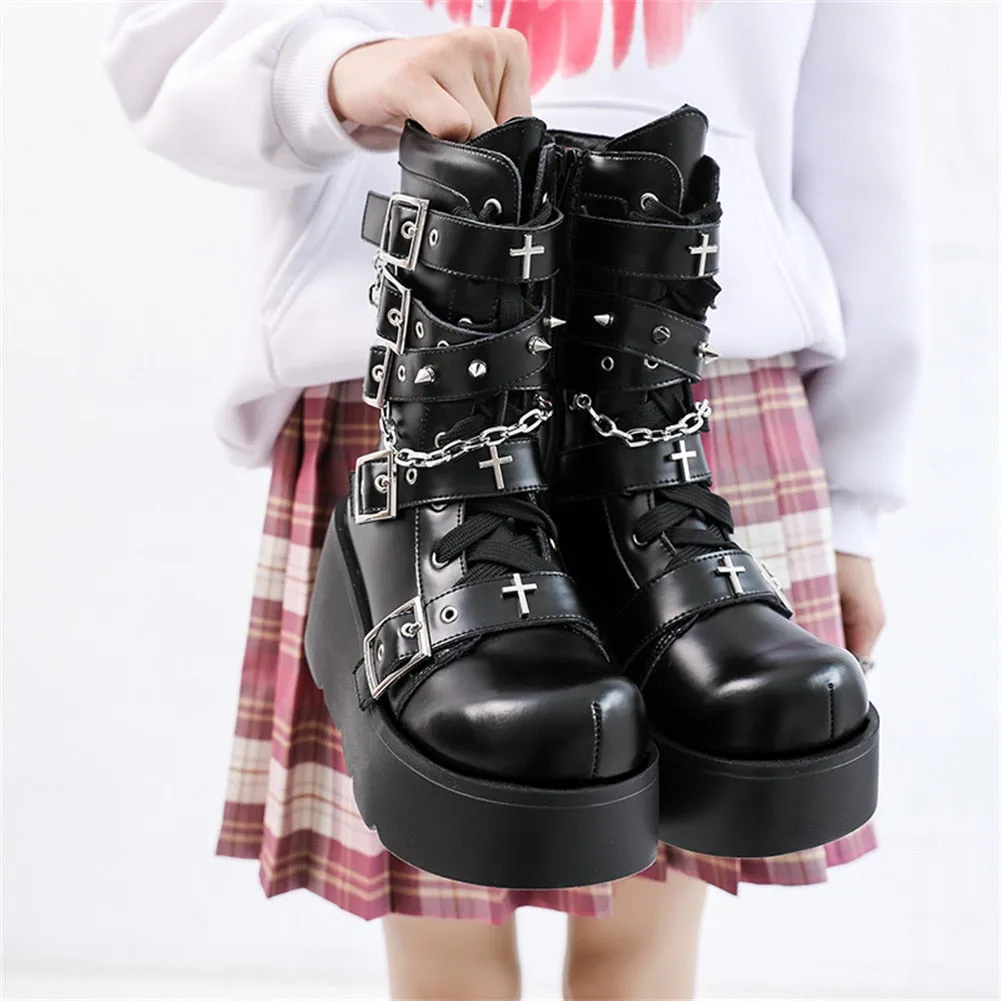 Funki Buys | Boots | Women's New Gothic Style Platform Boots