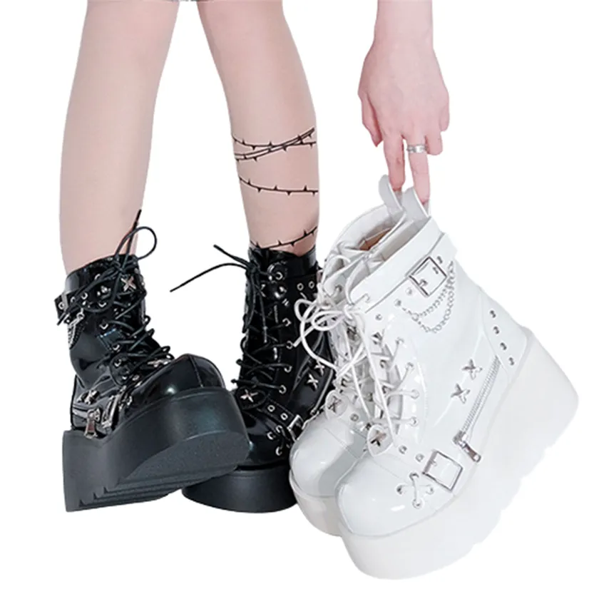 Funki Buys | Boots | Women's New Gothic Style Platform Boots