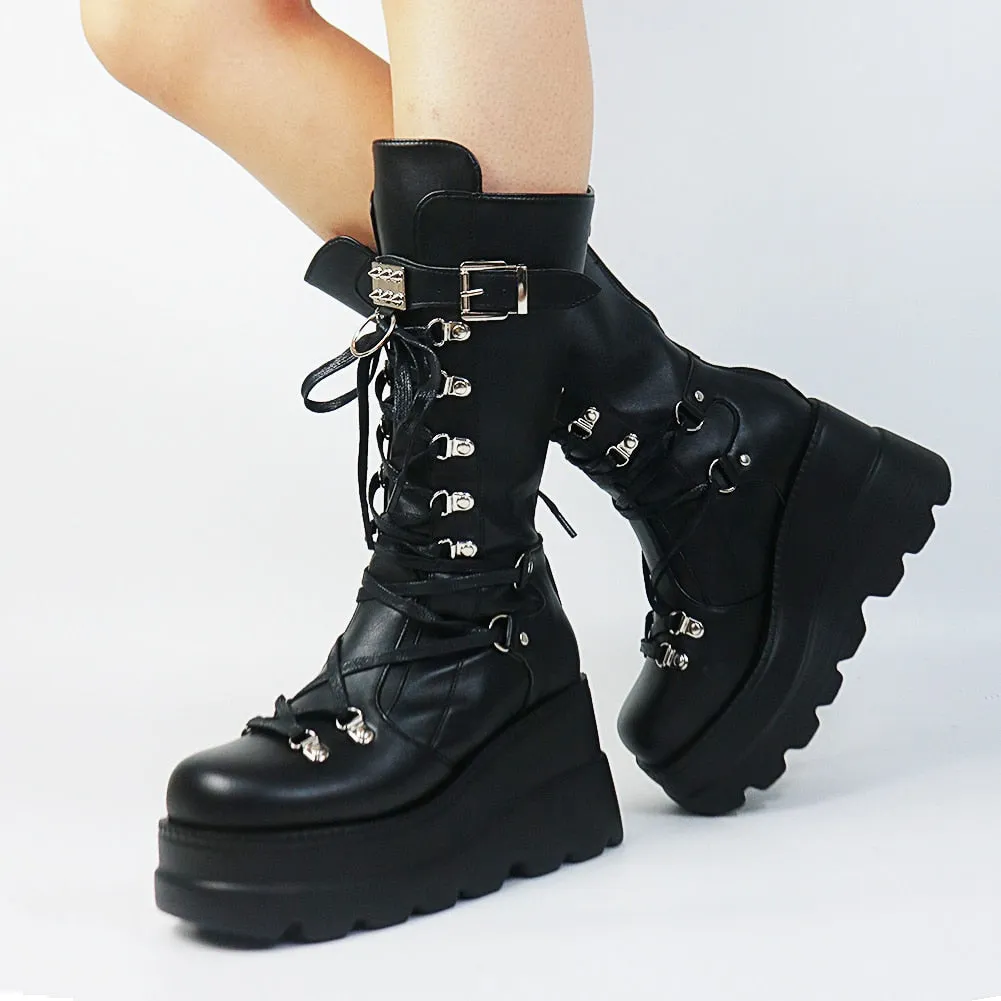 Funki Buys | Boots | Women's New Gothic Style Platform Boots