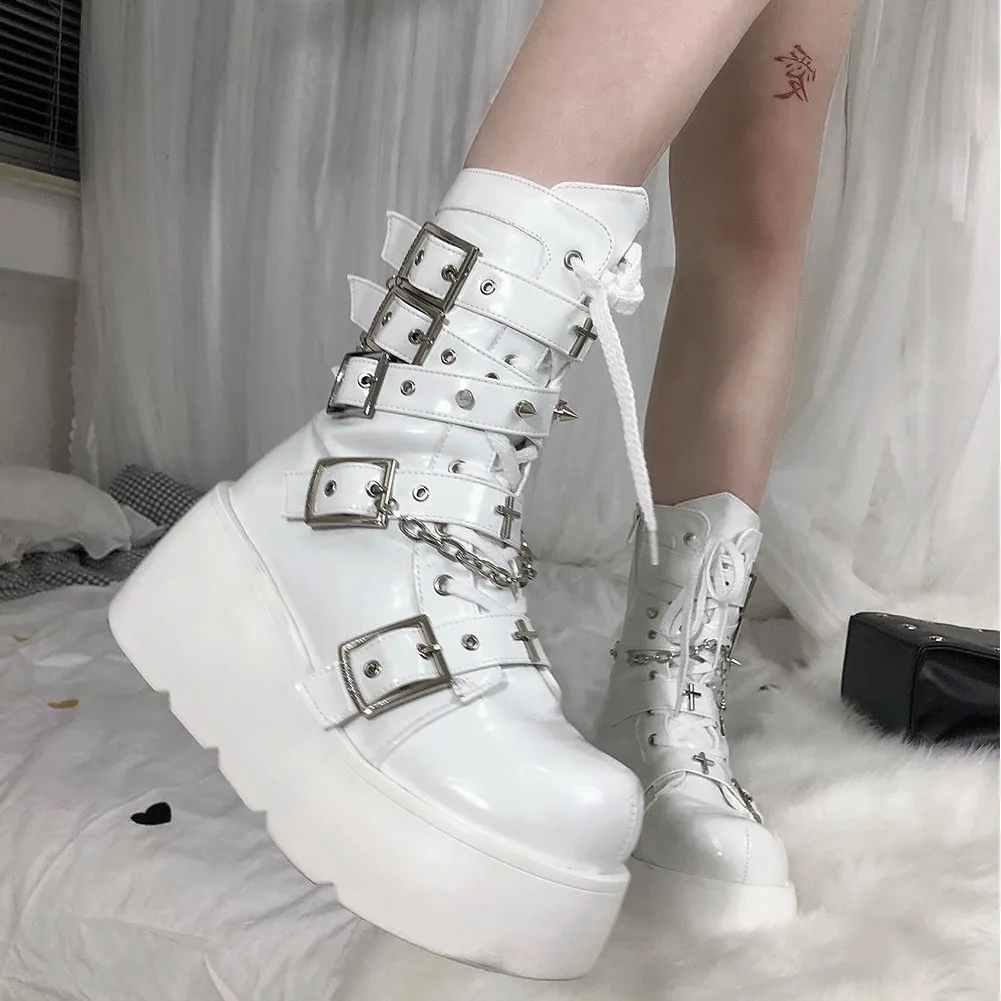 Funki Buys | Boots | Women's New Gothic Style Platform Boots