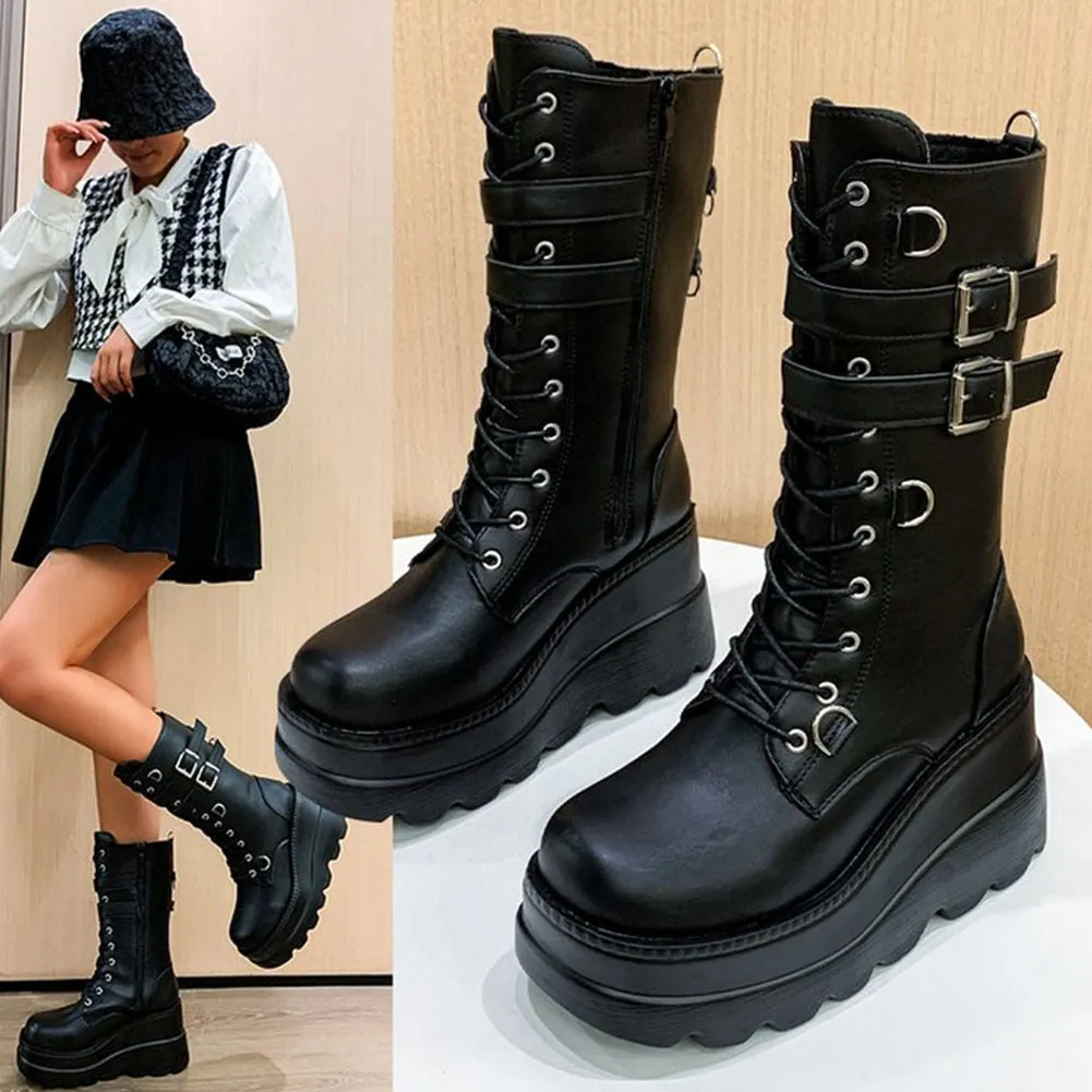 Funki Buys | Boots | Women's New Gothic Style Platform Boots