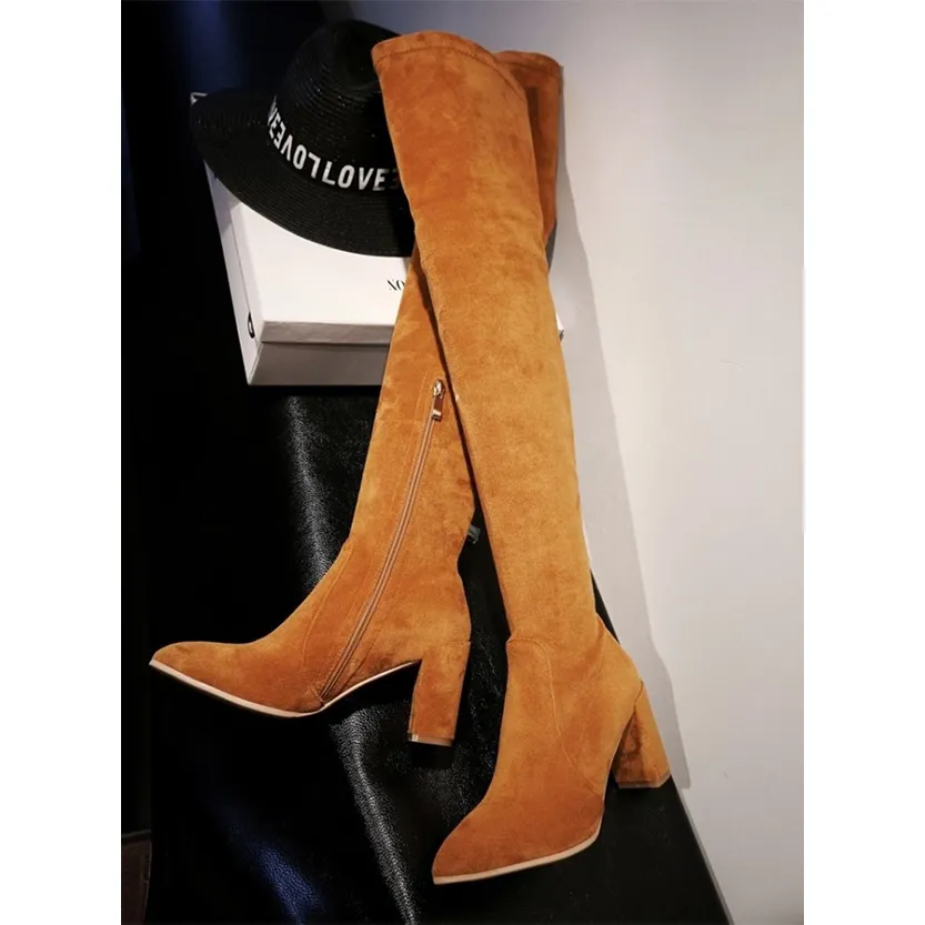 Funki Buys | Boots | Women's Over Knee PU Suede High Boots