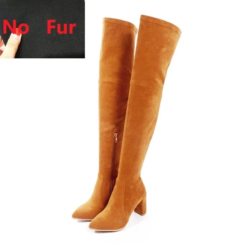 Funki Buys | Boots | Women's Over Knee PU Suede High Boots