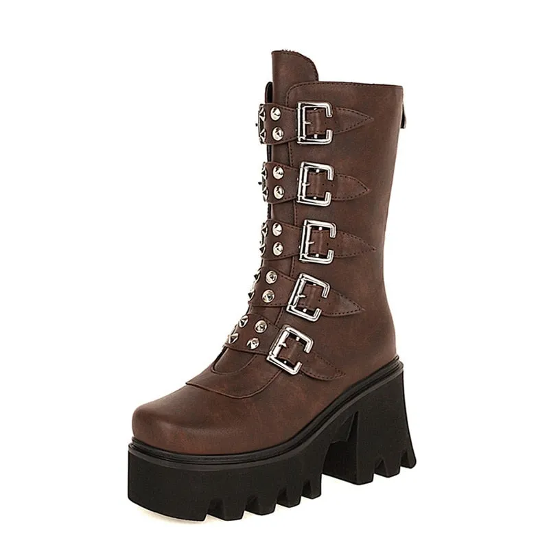 Funki Buys | Boots | Women's Platform Buckle Strap Wedges