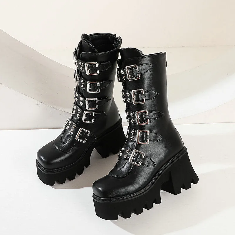 Funki Buys | Boots | Women's Platform Buckle Strap Wedges