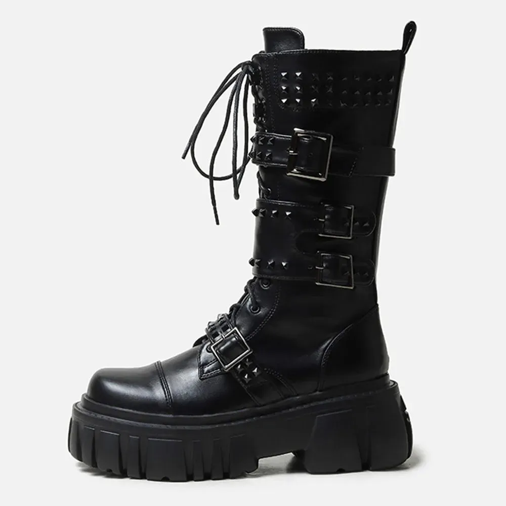 Funki Buys | Boots | Women's Punk Gothic Rivet Platform Boots