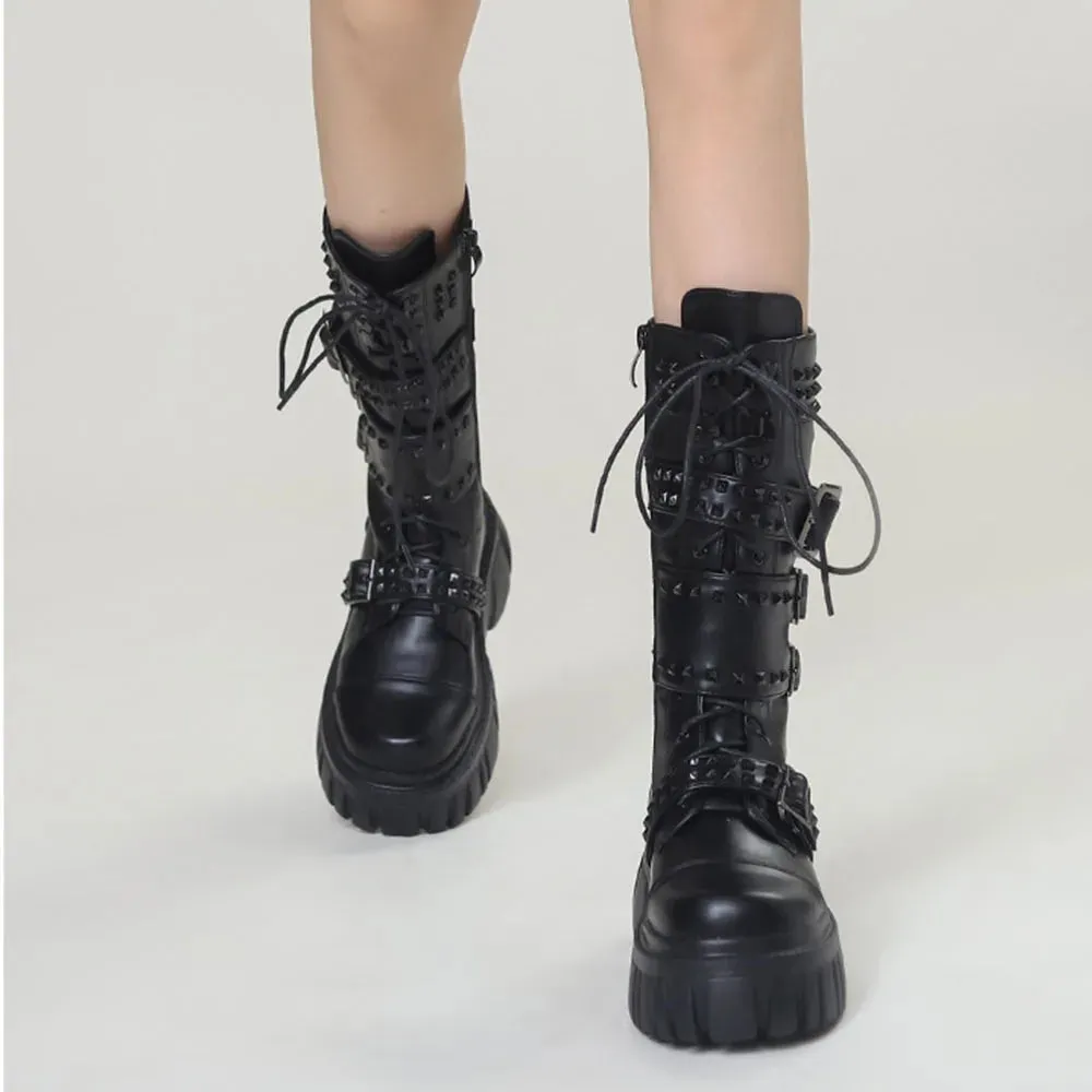 Funki Buys | Boots | Women's Punk Gothic Rivet Platform Boots