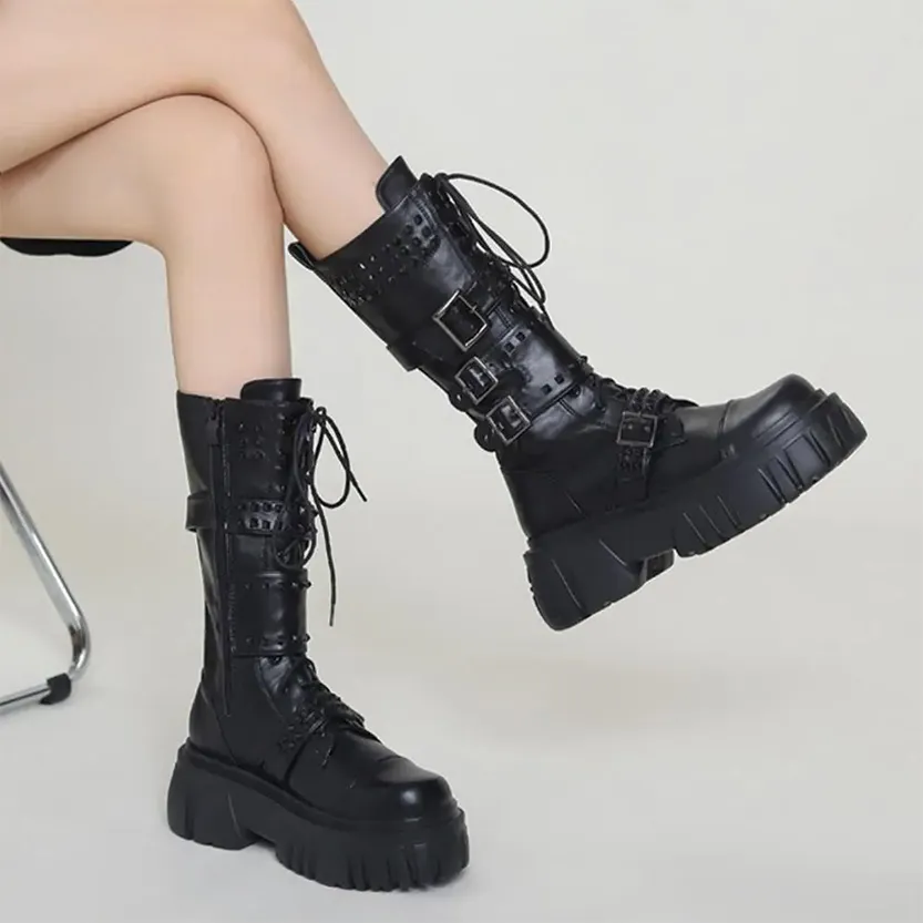 Funki Buys | Boots | Women's Punk Gothic Rivet Platform Boots