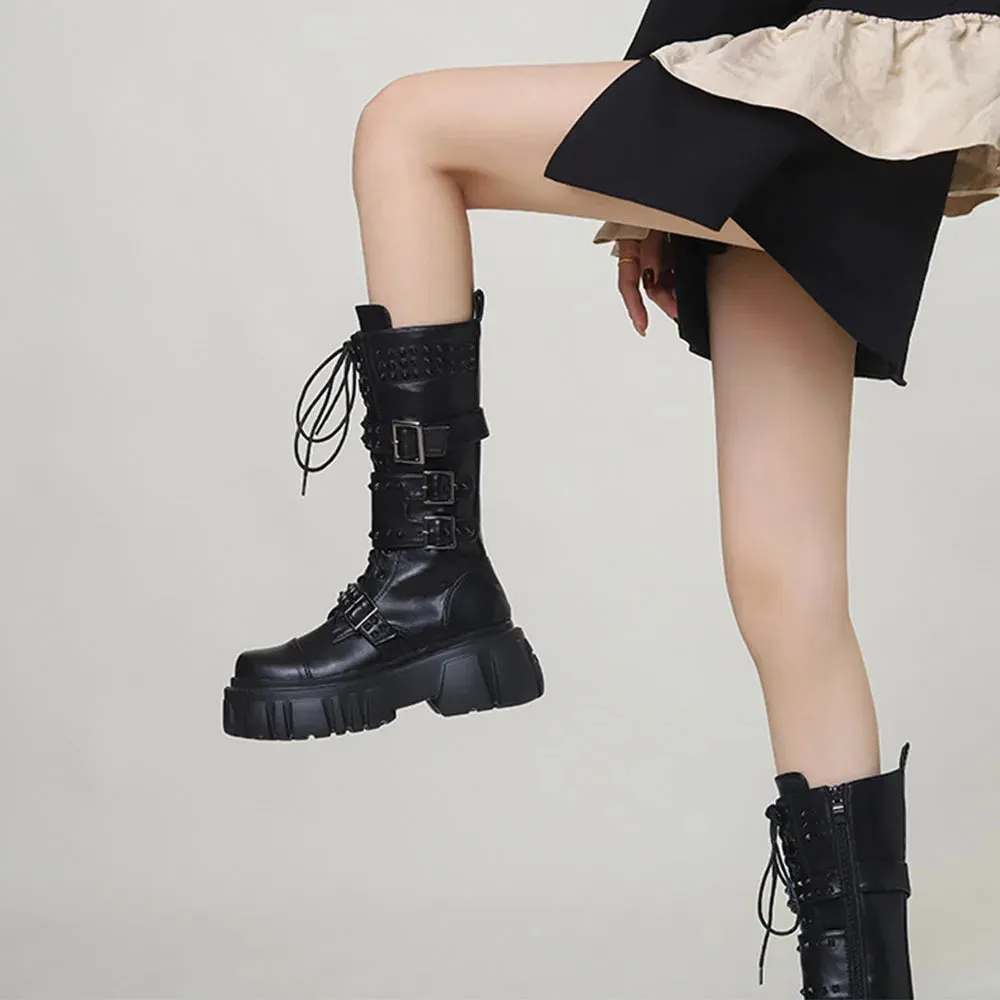 Funki Buys | Boots | Women's Punk Gothic Rivet Platform Boots