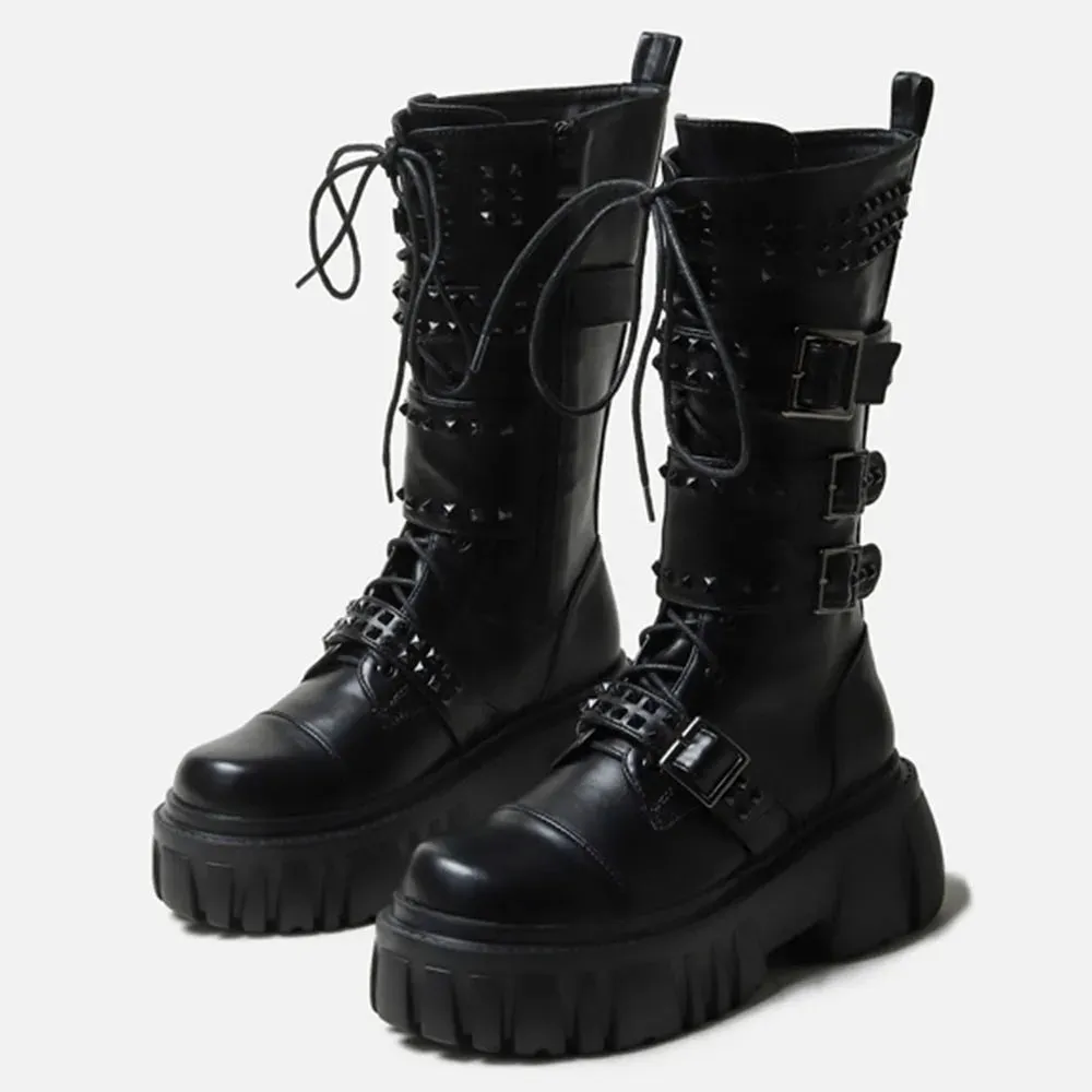 Funki Buys | Boots | Women's Punk Gothic Rivet Platform Boots