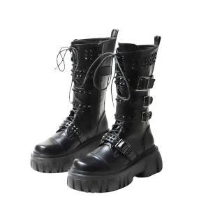 Funki Buys | Boots | Women's Punk Gothic Rivet Platform Boots