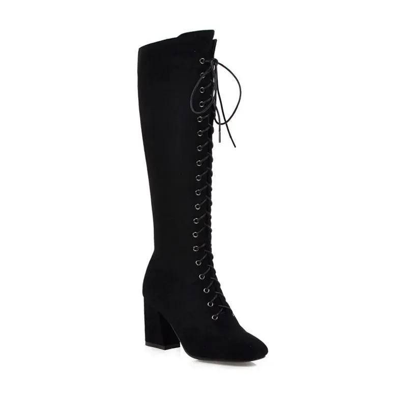 Funki Buys | Boots | Women's Suede Lace Up Knee High Boots