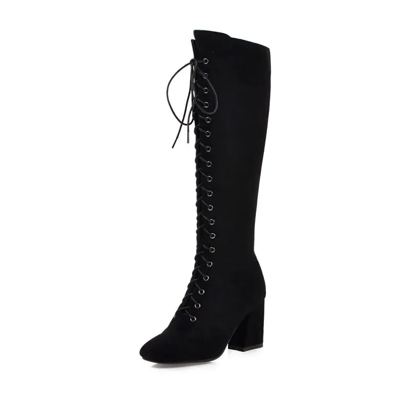 Funki Buys | Boots | Women's Suede Lace Up Knee High Boots