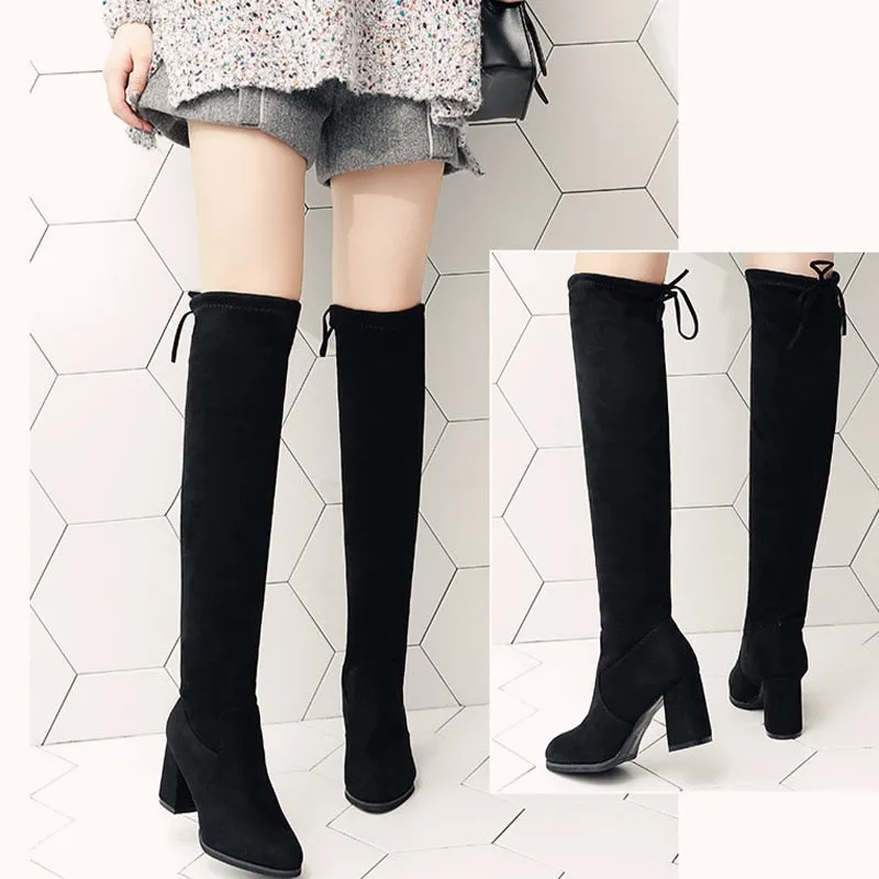 Funki Buys | Boots | Women's Thigh High Block Heel Boots 4|6|8