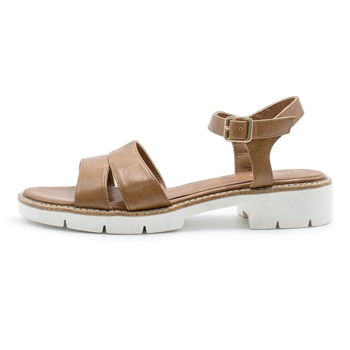 Graceland Strap Flat Sandals Leather Brown Colour For Women