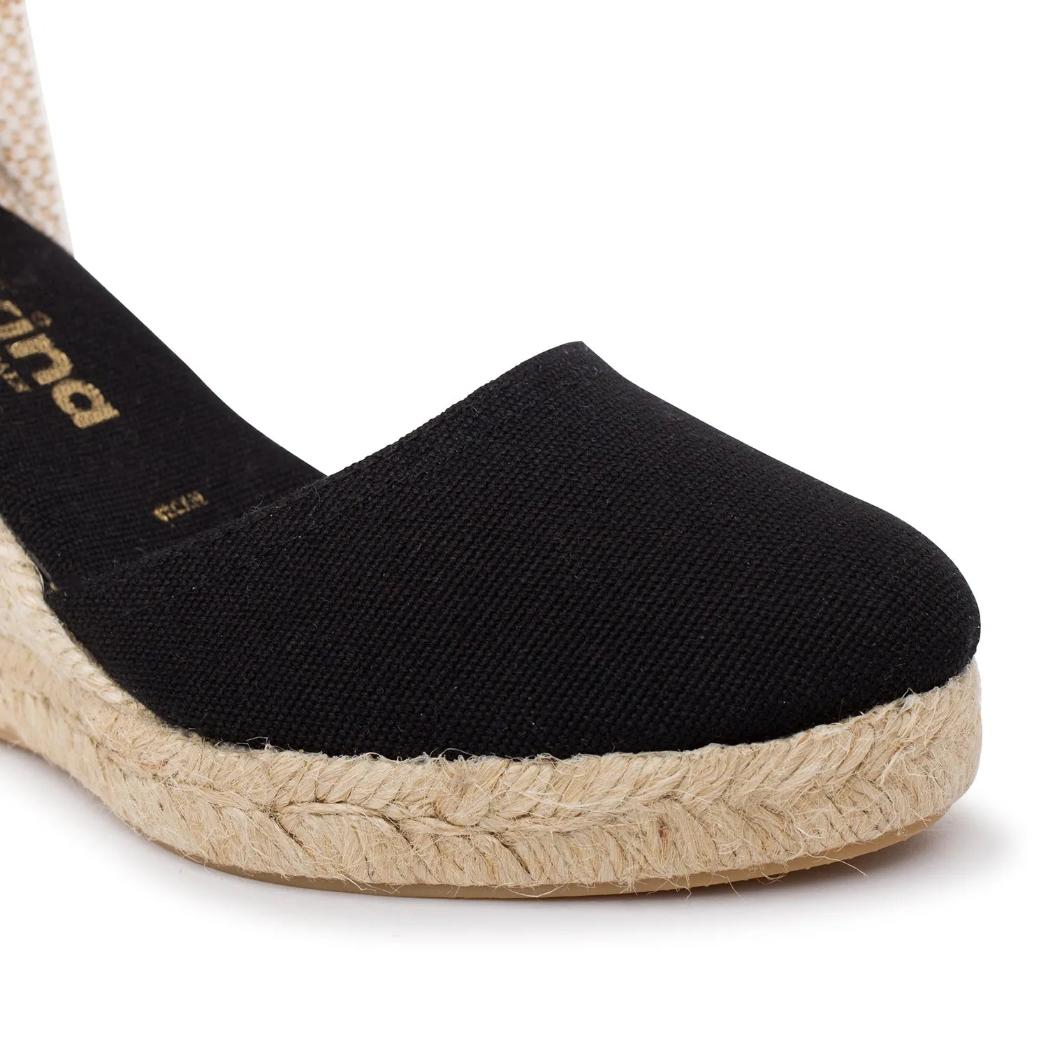 Granada Eco Canvas Vegan Espadrille Wedges - Black