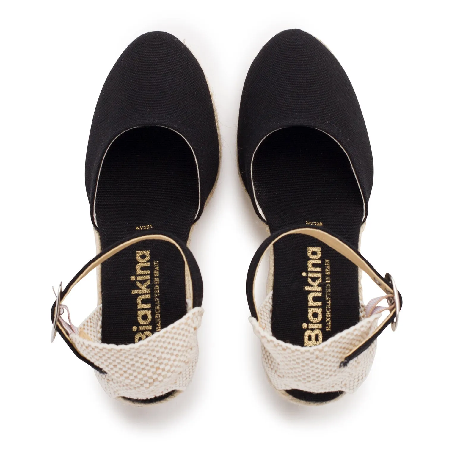 Granada Eco Canvas Vegan Espadrille Wedges - Black