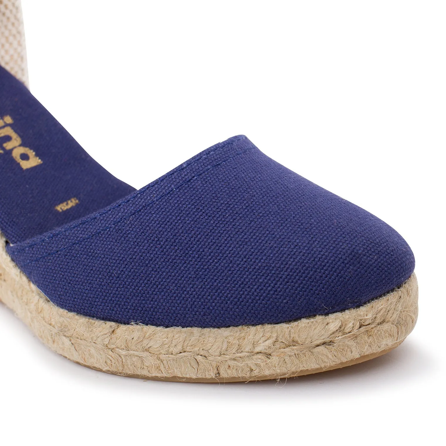 Granada Eco Canvas Vegan Espadrille Wedges - Navy