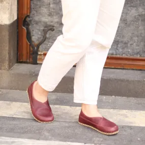 Handmade Barefoot Loafers for Women Burgundy