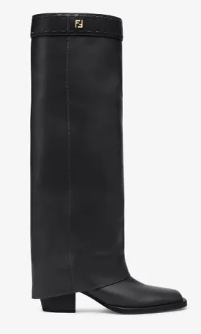 Luxury Black Leather Woman Boots