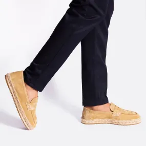 Luxury Men's Espadrilles Mocassin Moc D'OR Genuine Suede