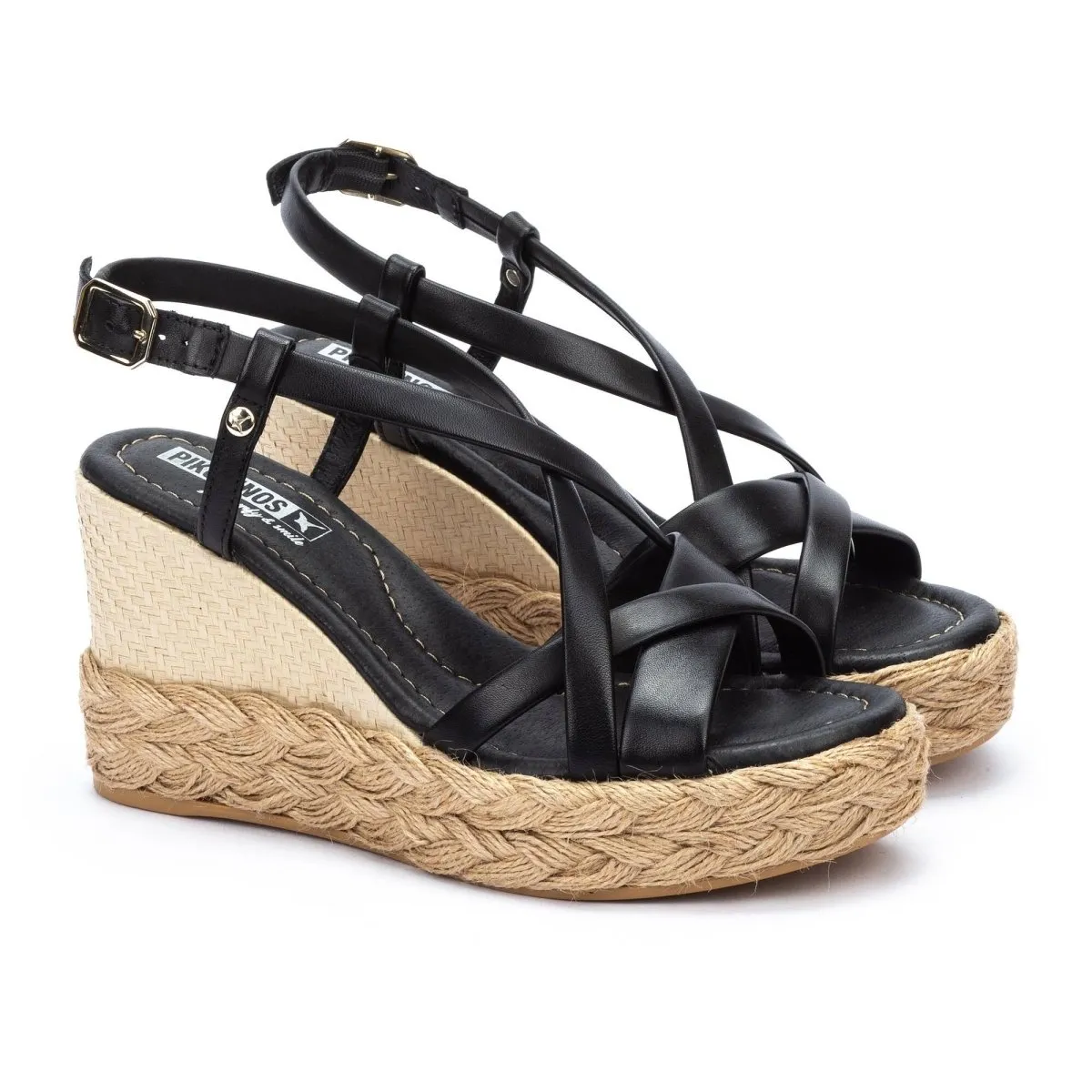 Pikolinos Ronda W7w-1759 Women's Wedge Buckle Closure Sandal In Black