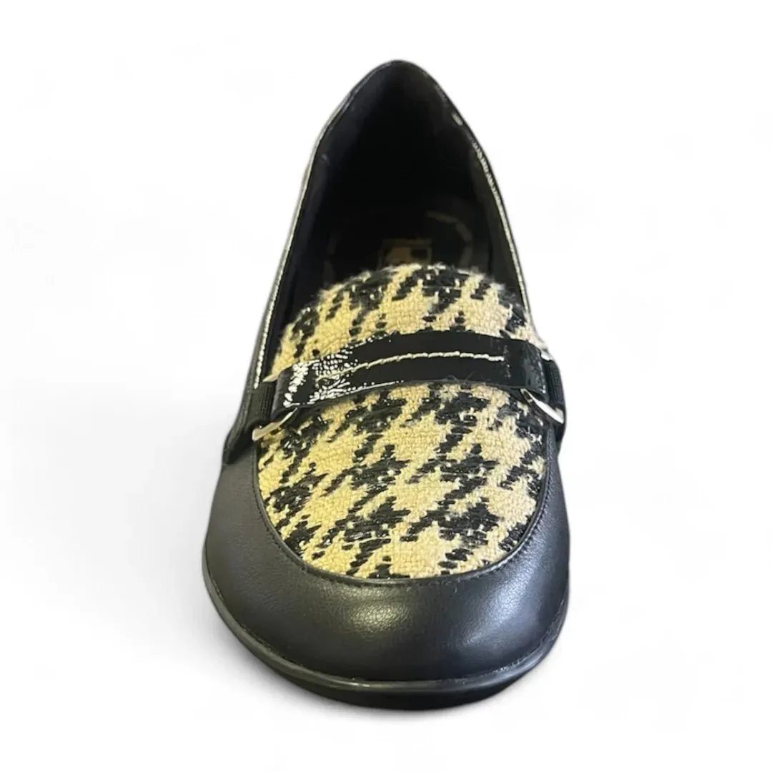 Revere Montmarte Women's Wedge Loafer Shoes In Houndstooth