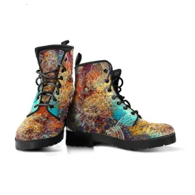 Vintage Mandala  Memory Foam Boots | All Season Lace Up Boots | Vegan Leather Combat Boot by Manifestie