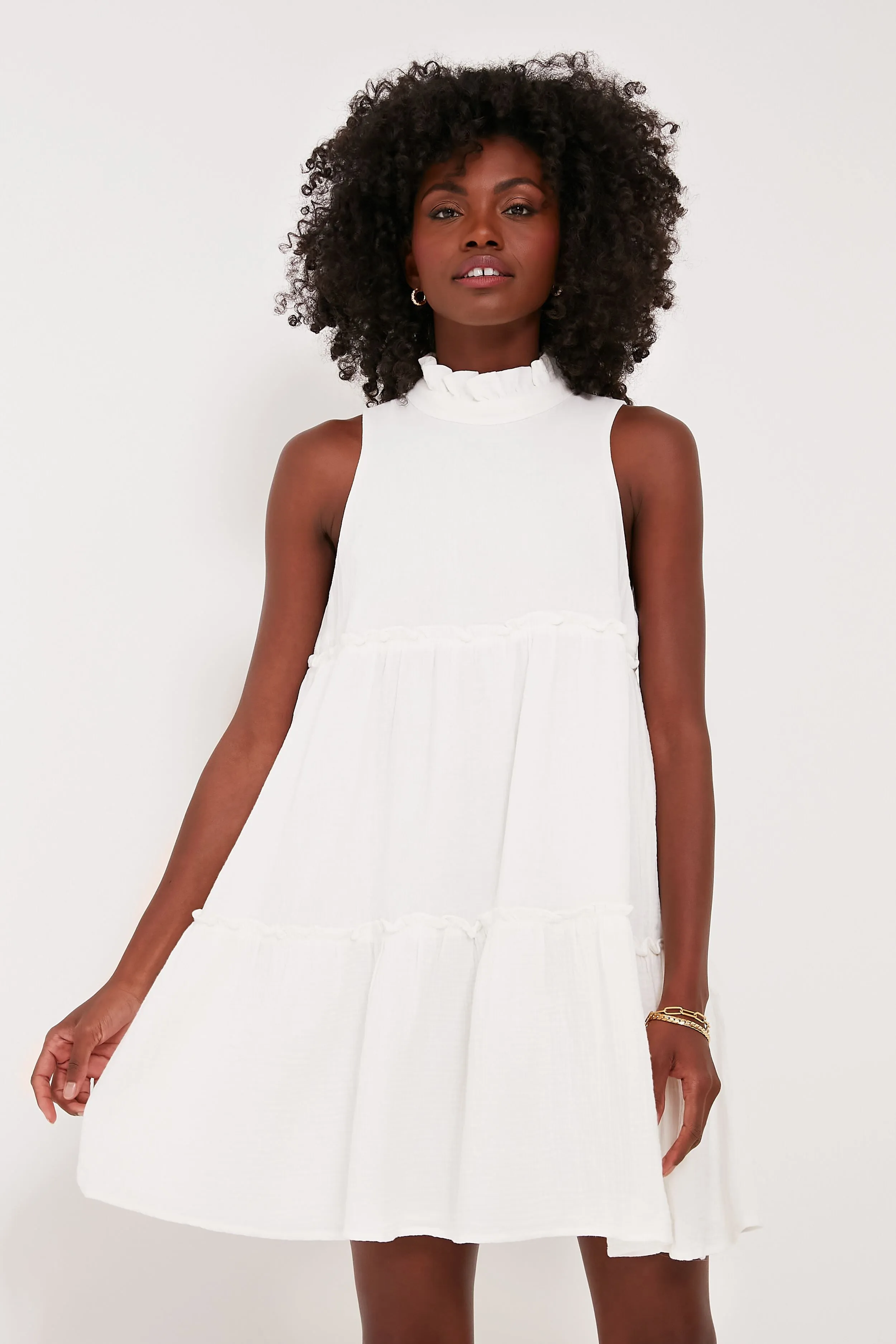 White Lightweight Gauze Morgan Dress