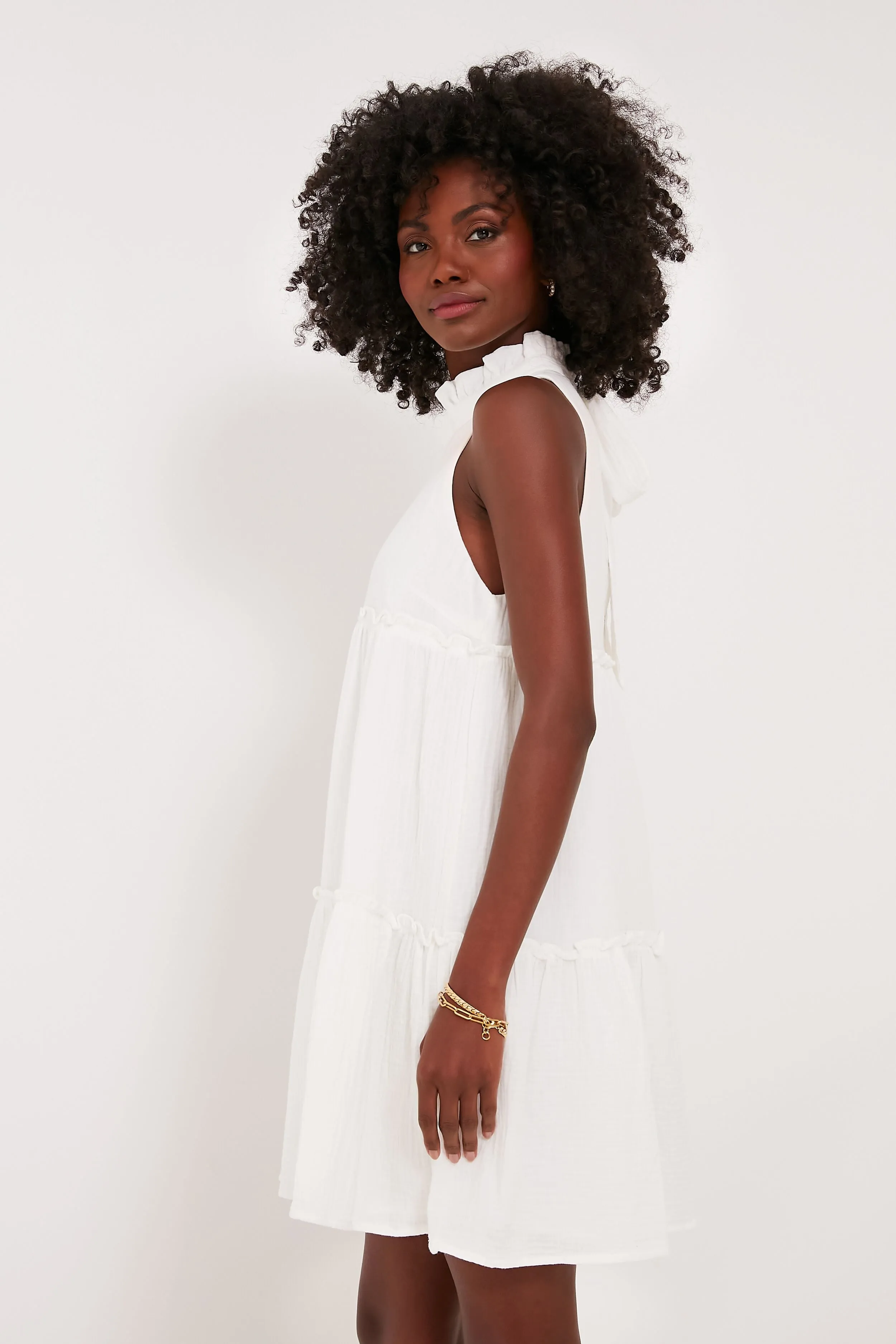 White Lightweight Gauze Morgan Dress