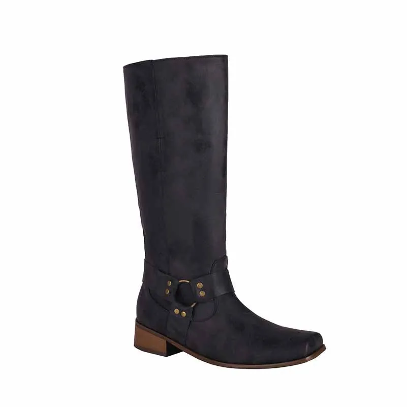 Women Knee High Comfortable Pull On Side Zipper Buckle Riding Boots