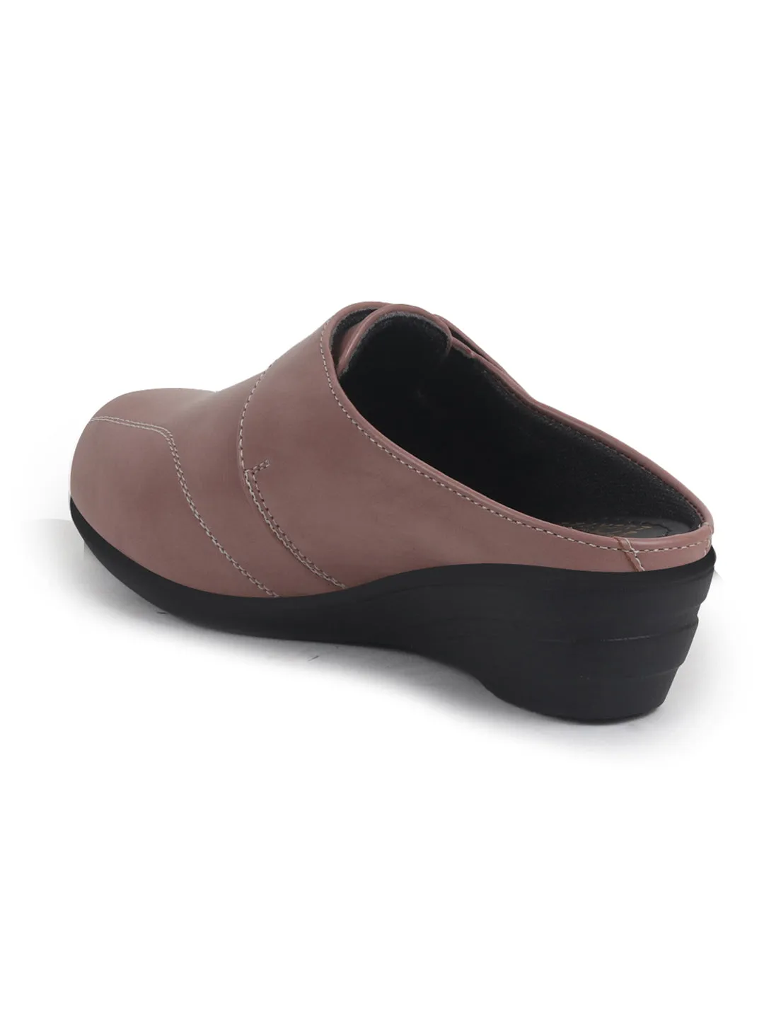 Women Peach Back Open Formal Slip On Flatform Heel Wedges with Hook and Loop|Adjustable Strap Shoes|Office Meetings