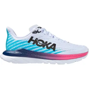 Women's Hoka Mach 5 White/Scuba Blue Mesh