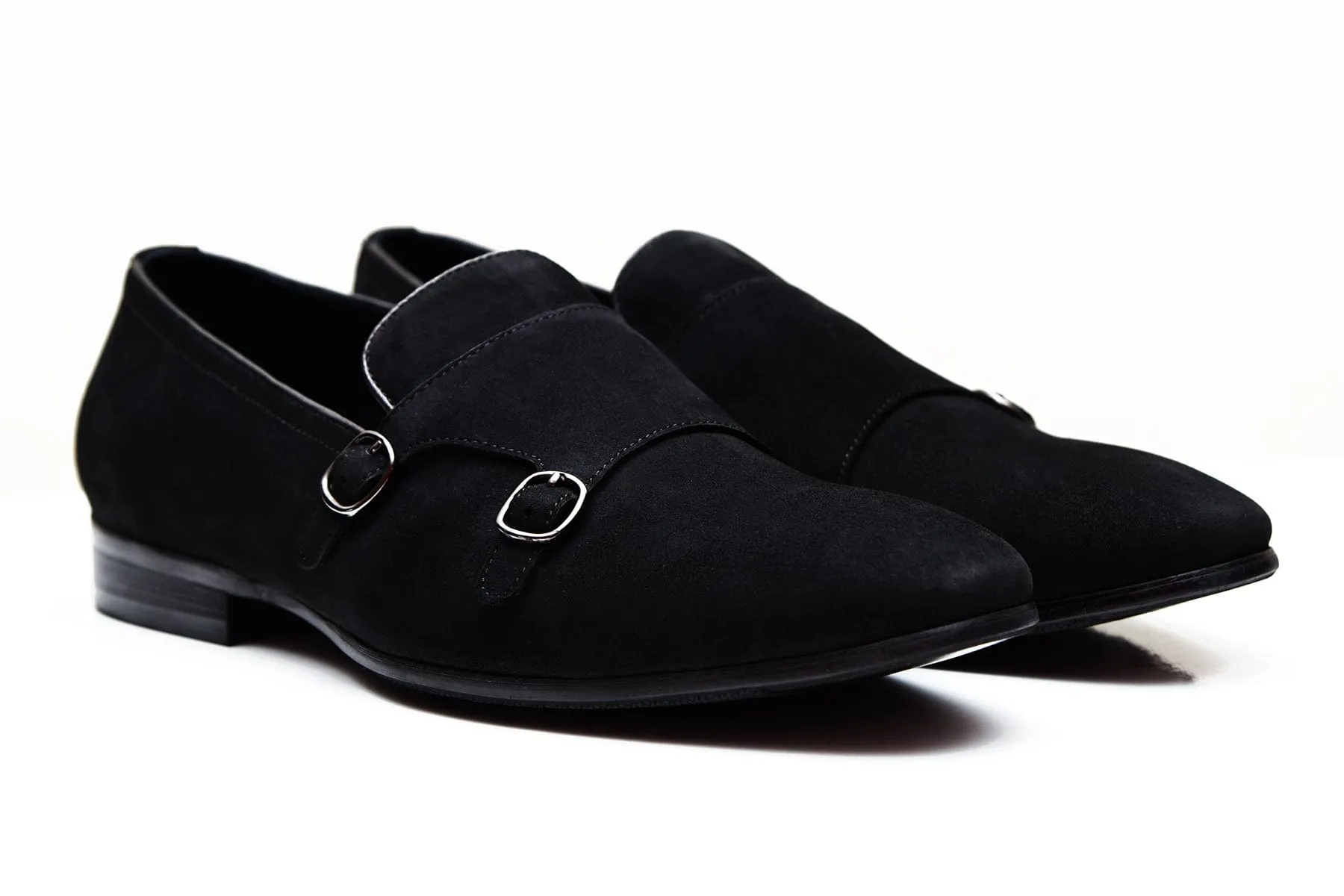 ZANATI | Black suede monk loafers